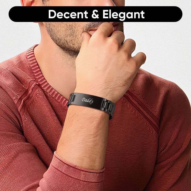 VNOX Personalized Engraved Dad Jewelry Gifts for Dad Daddy Father form Daughter Son for Father Day Birthday Day Masculine Stainless Steel Link Bracelet - Image 4